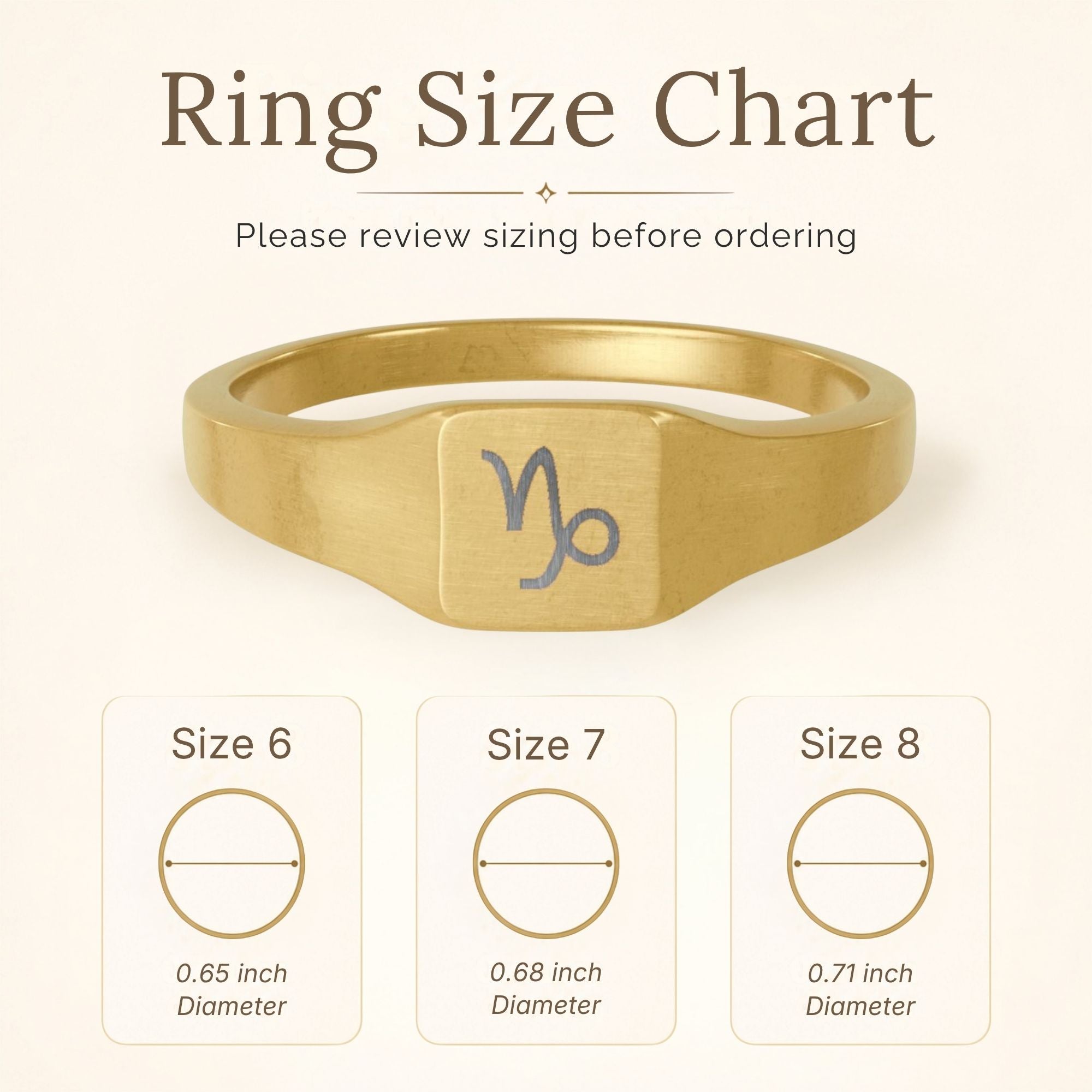 Capricorn Signet Ring, Capricorn Ring, Zodiac Signet Ring, Square Signet Ring