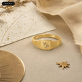 Capricorn Square Ring - zodiac engraved pendant with date range