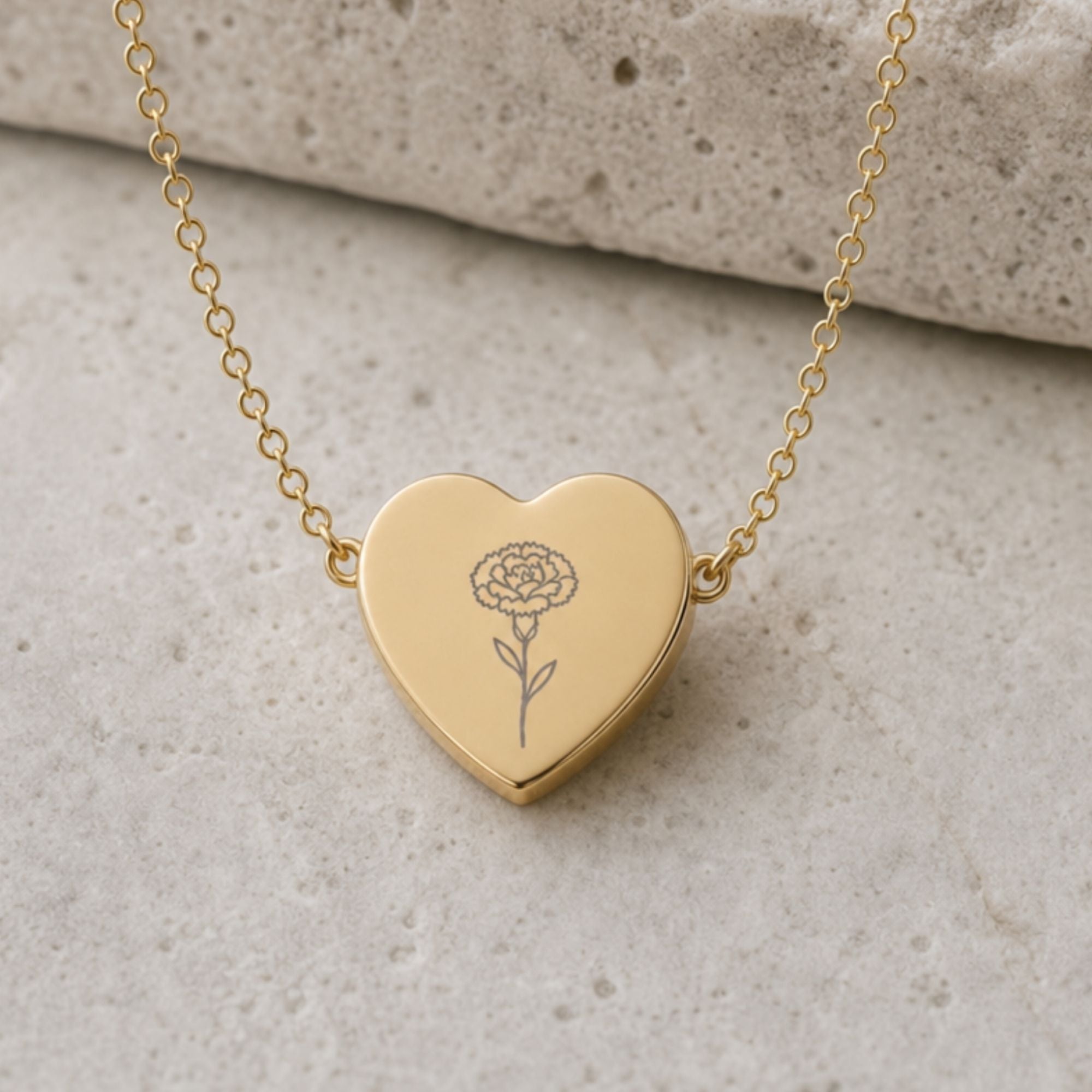 Carnation Necklace, Carnation Pendant, January Birth Flower