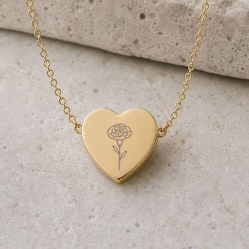 Carnation Necklace, Carnation Pendant, January Birth Flower
