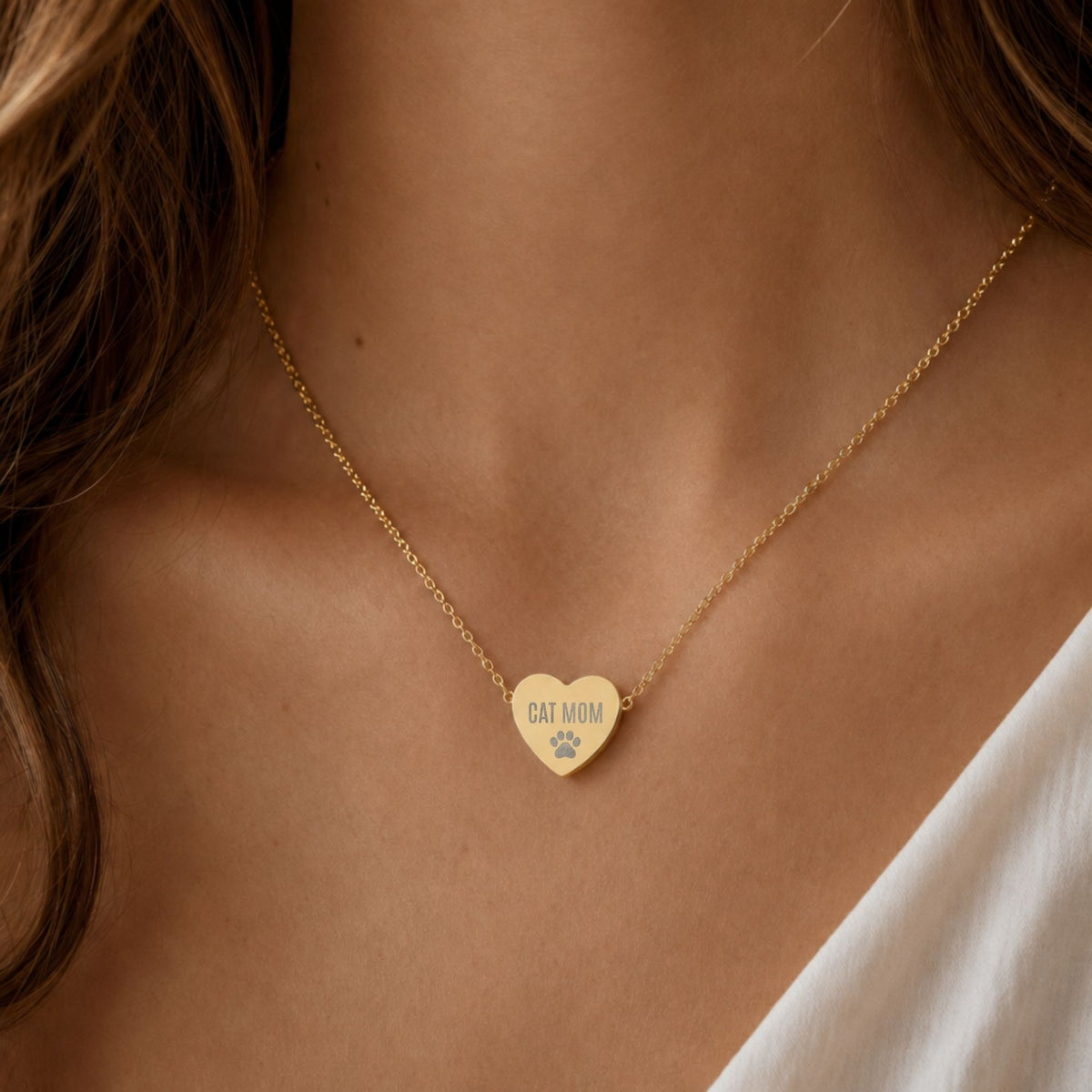 Paw Print Necklace, Paw Heart Necklace, Paw Print Jewelry