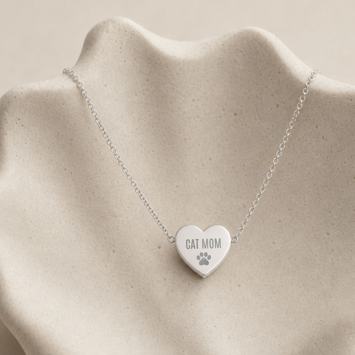 Paw Print Necklace, Paw Heart Necklace, Paw Print Jewelry
