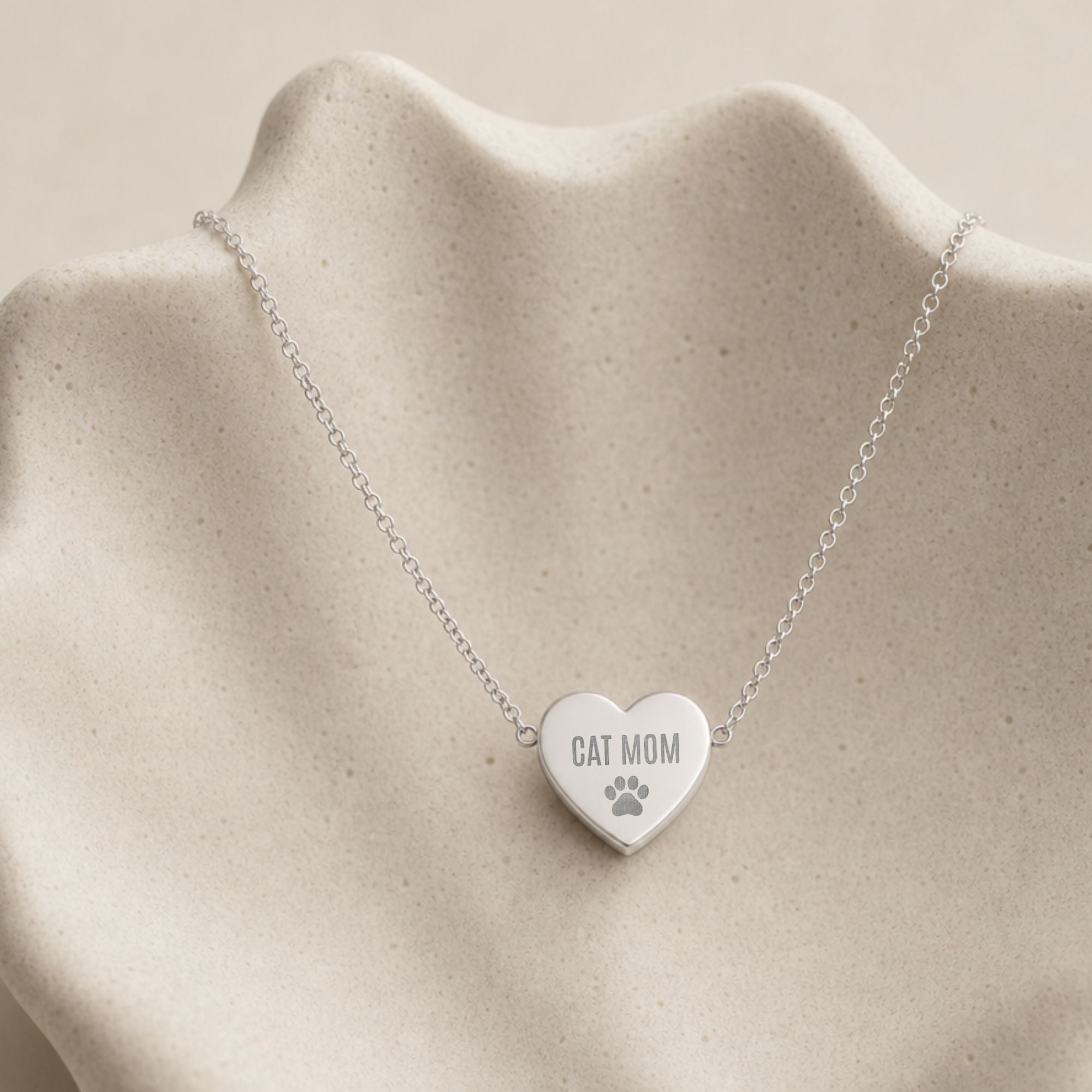 Paw Print Necklace, Paw Heart Necklace, Paw Print Jewelry