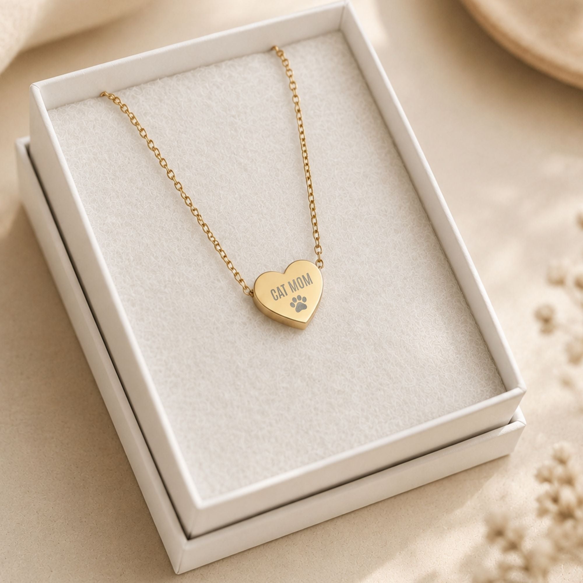 Paw Print Necklace, Paw Heart Necklace, Paw Print Jewelry