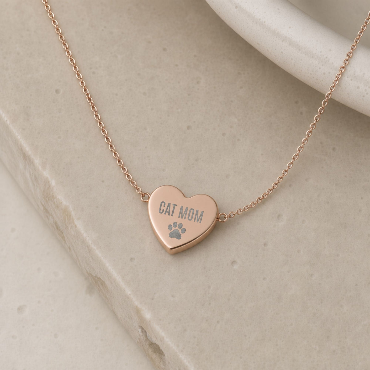 Paw Print Necklace, Paw Heart Necklace, Paw Print Jewelry