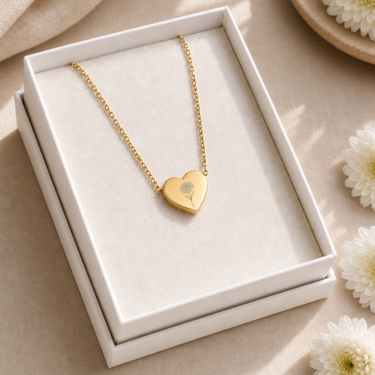 Chrysanthemum Charm, November Birth Flower, Birth Flower Heart