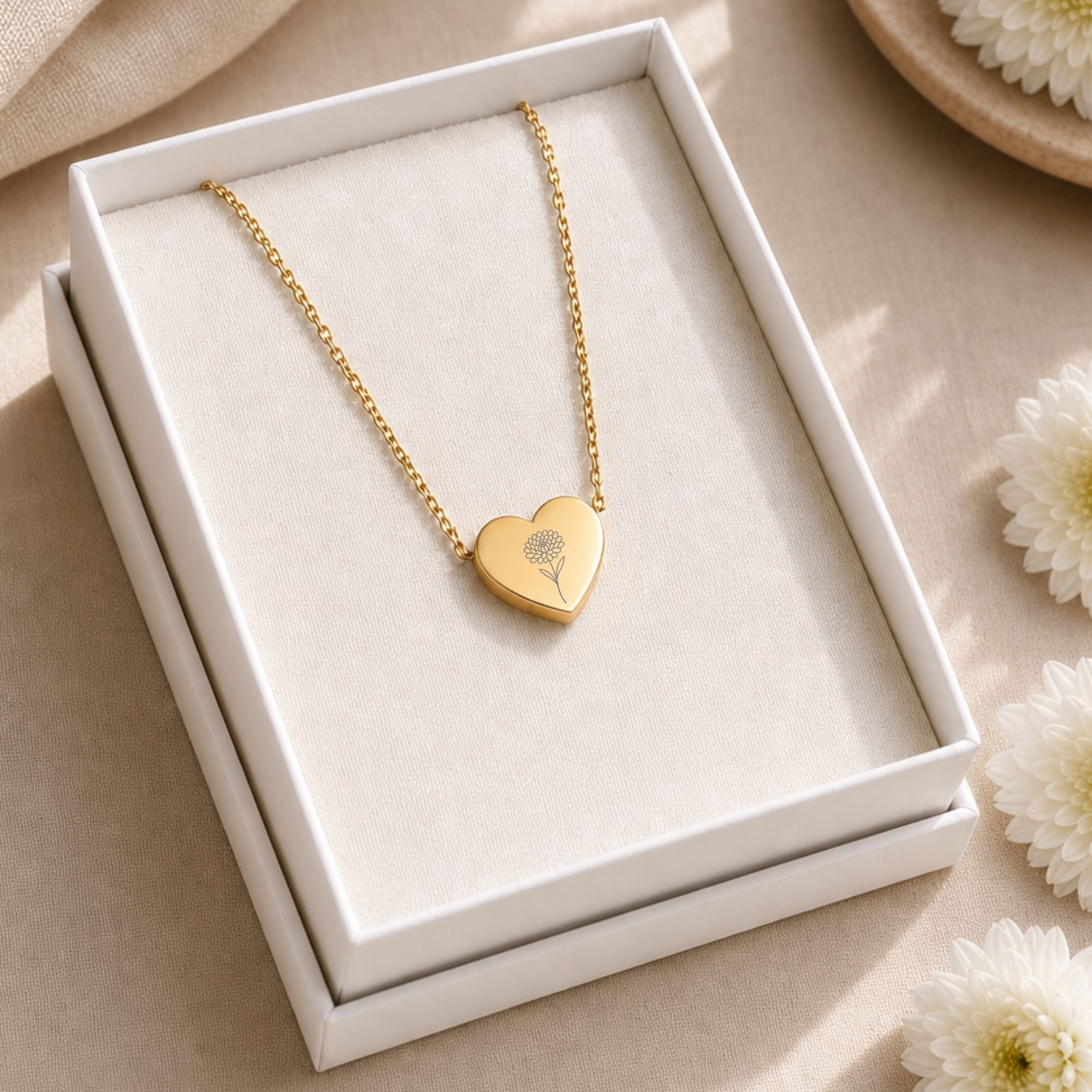 Chrysanthemum Charm, November Birth Flower, Birth Flower Heart