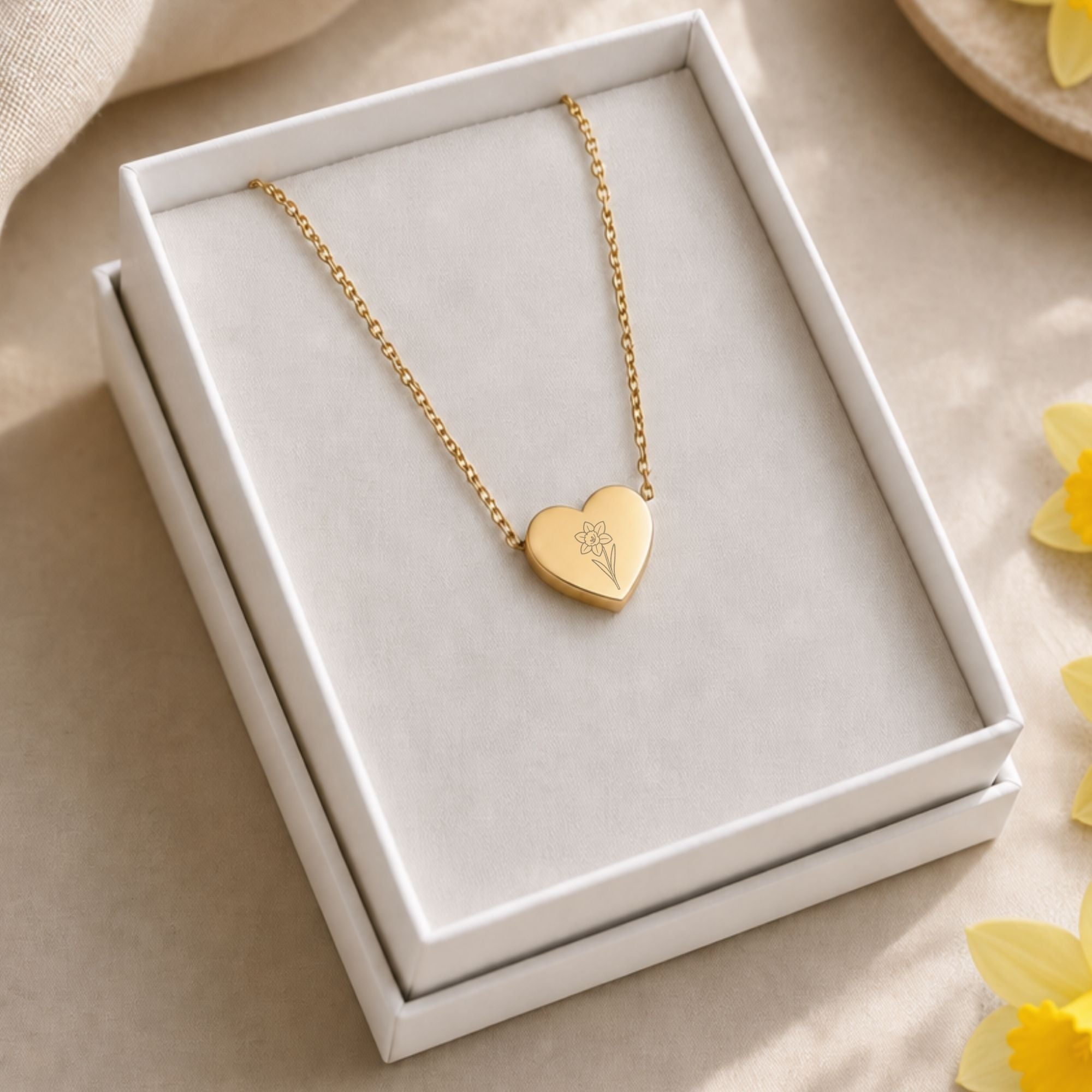 Daffodil Necklace, Daffodil Pendant, March Birth Flower