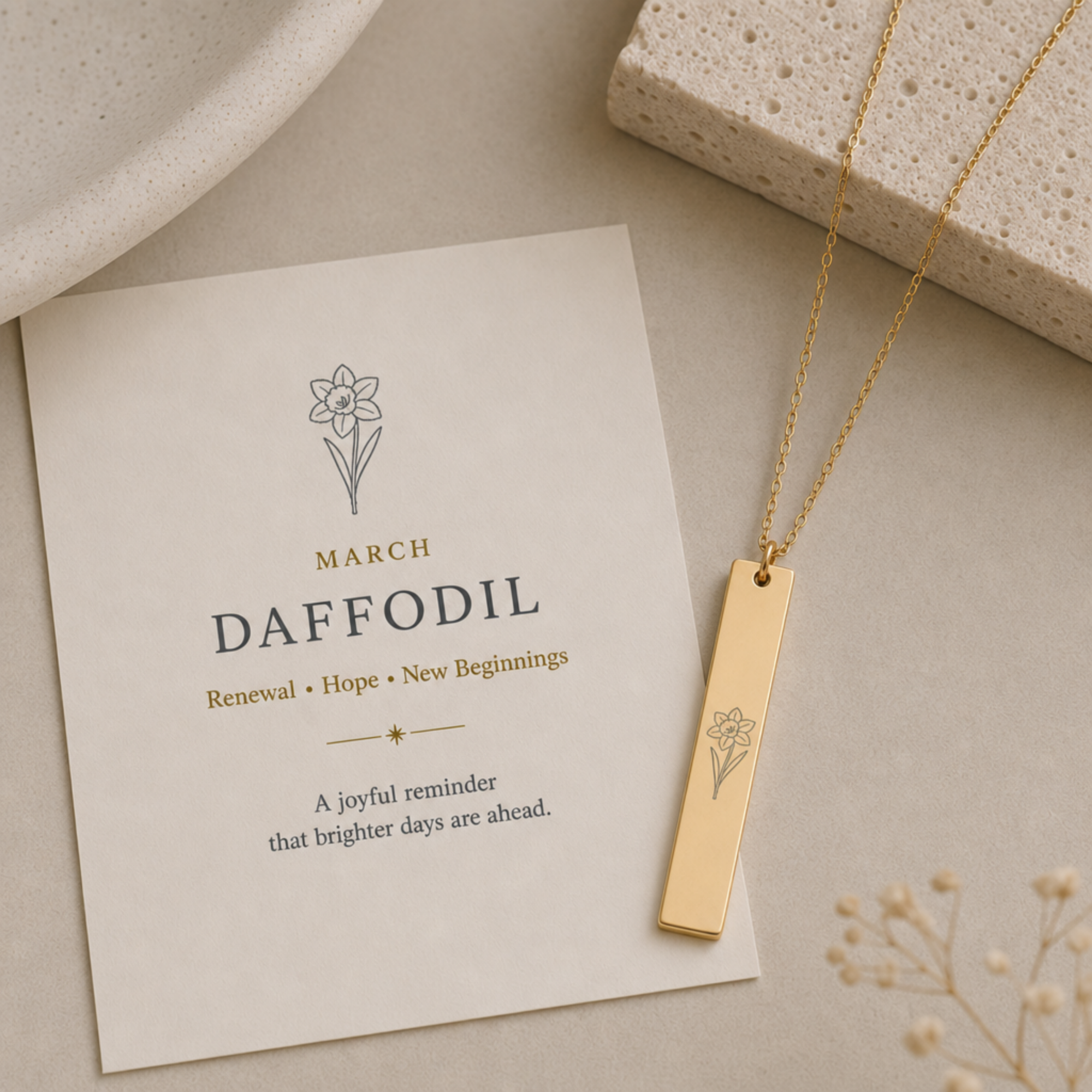 Daffodil Flower Necklace, Daffodil Necklace, Daffodil Pendant