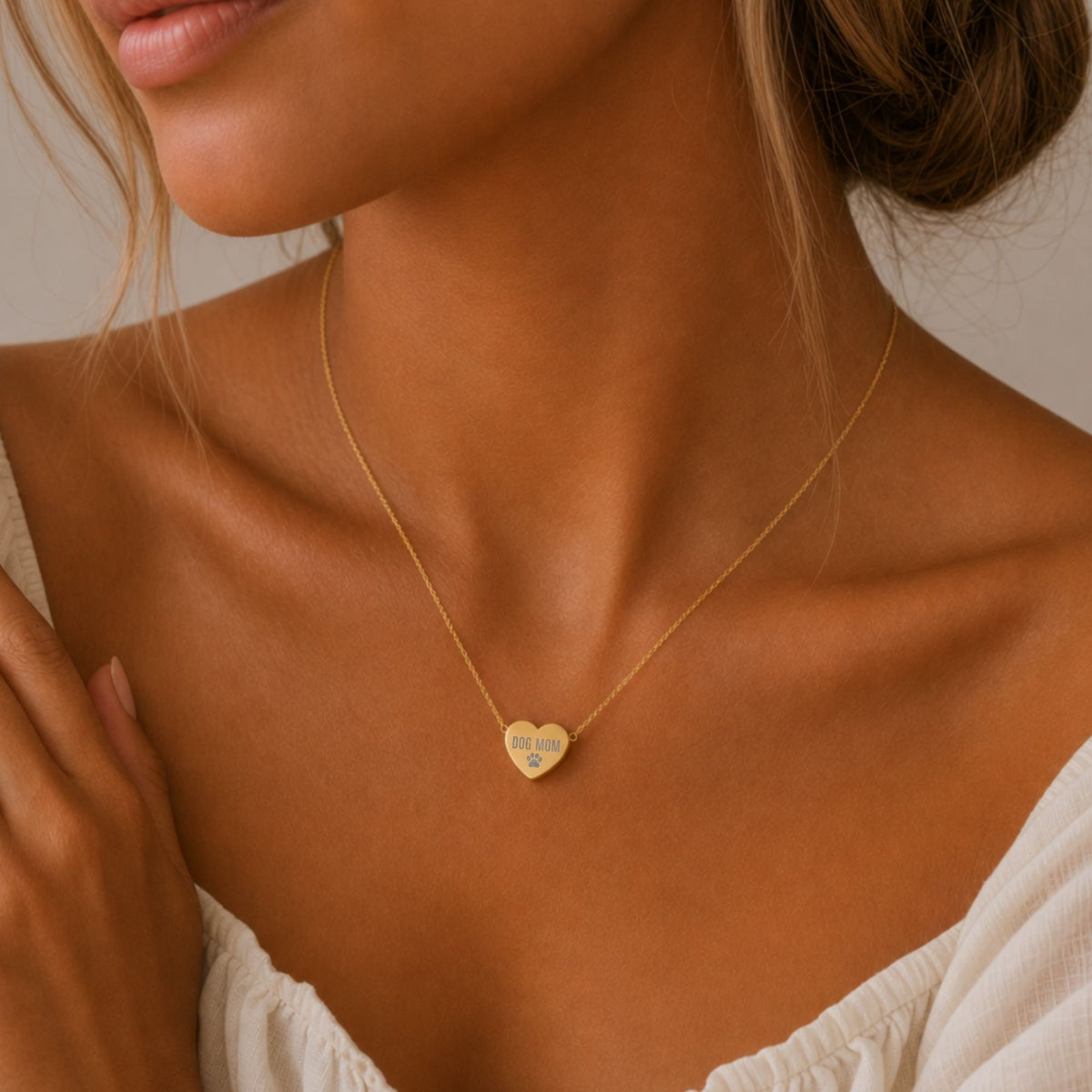 Paw Heart Necklace, Paw Print Necklace, Puppy Paw Pendant