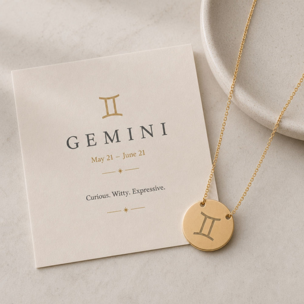 Gemini Coin Necklace, Gemini Pendant, Zodiac Coin Necklace