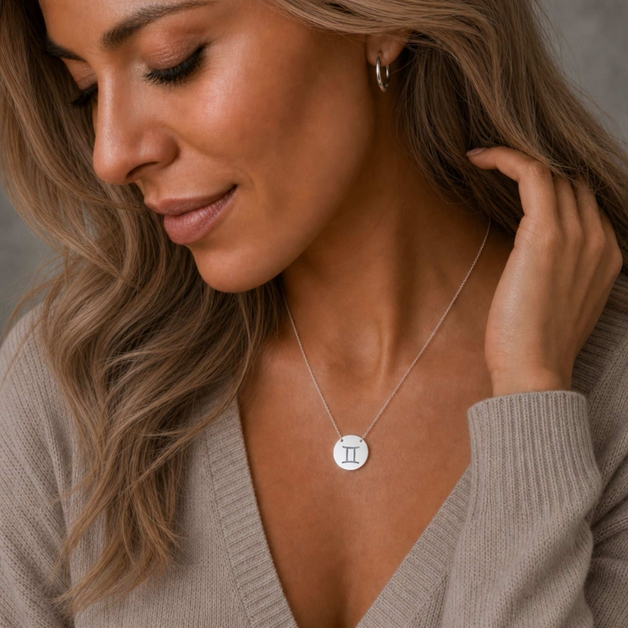 Gemini Coin Necklace, Gemini Pendant, Zodiac Coin Necklace