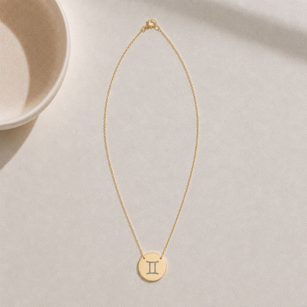 Gemini Coin Necklace, Gemini Pendant, Zodiac Coin Necklace
