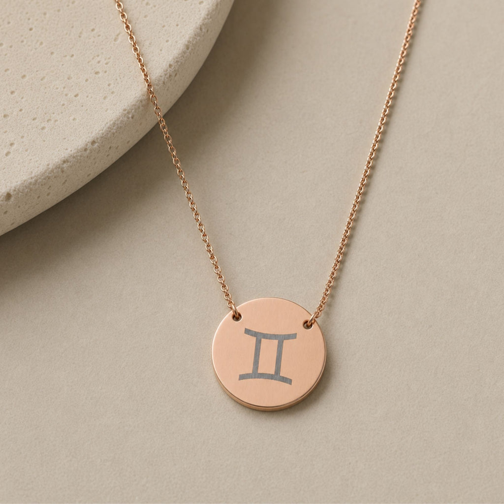 Gemini Coin Necklace, Gemini Pendant, Zodiac Coin Necklace
