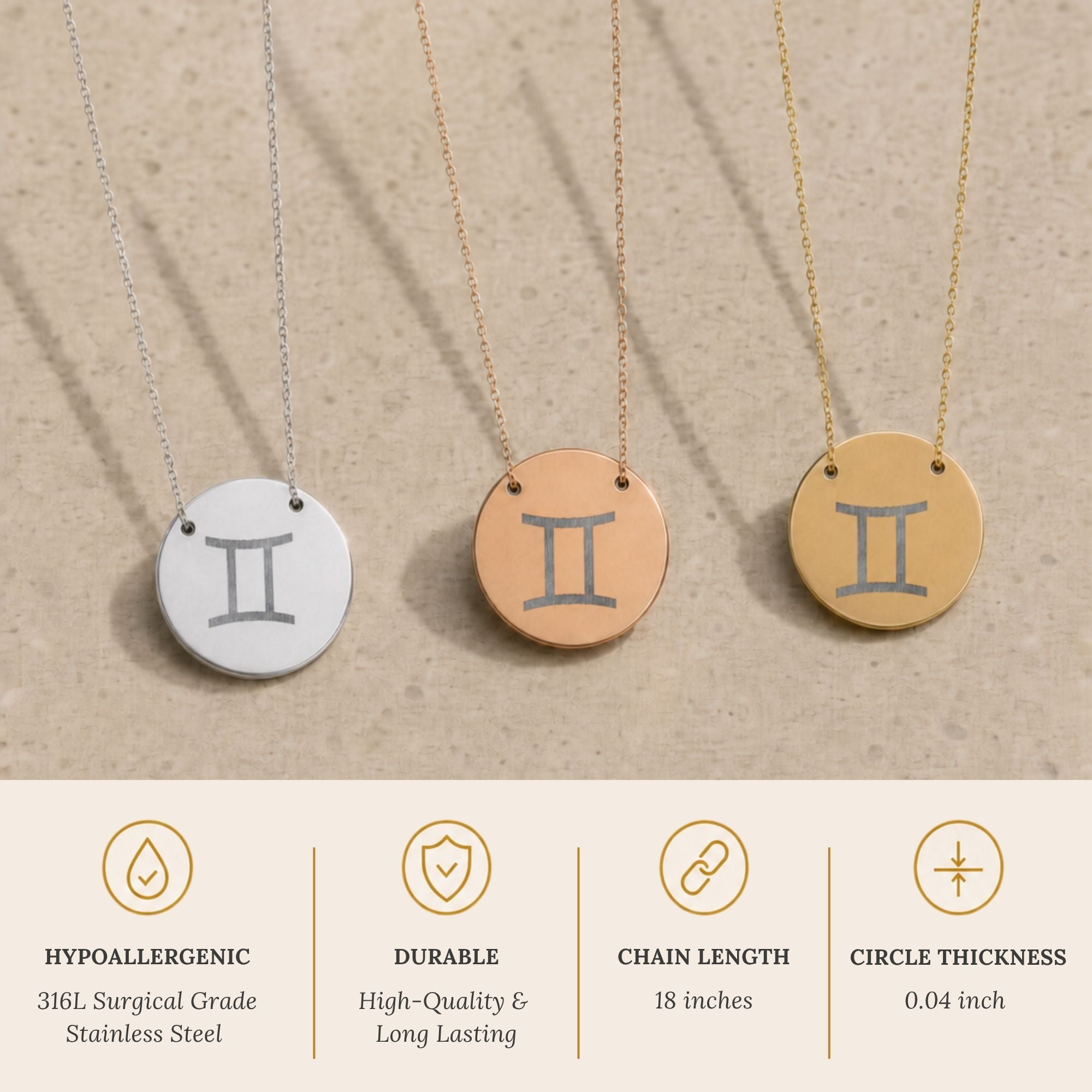 Gemini Coin Necklace, Gemini Pendant, Zodiac Coin Necklace