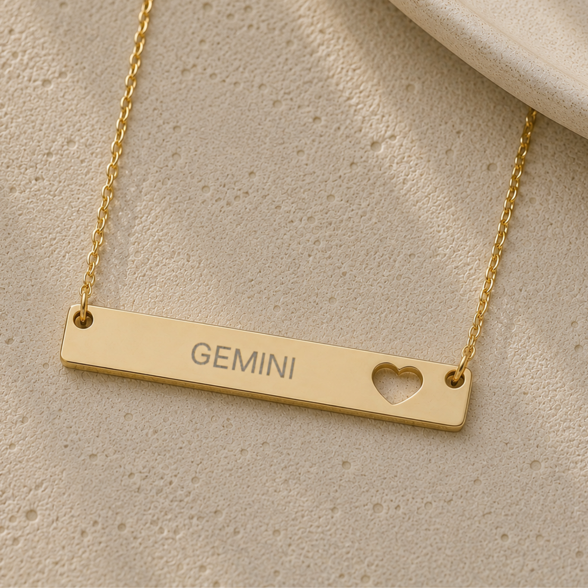 Gemini Pendant, Zodiac Bar Necklace, Birth Sign Necklace, Nontarnish Necklace
