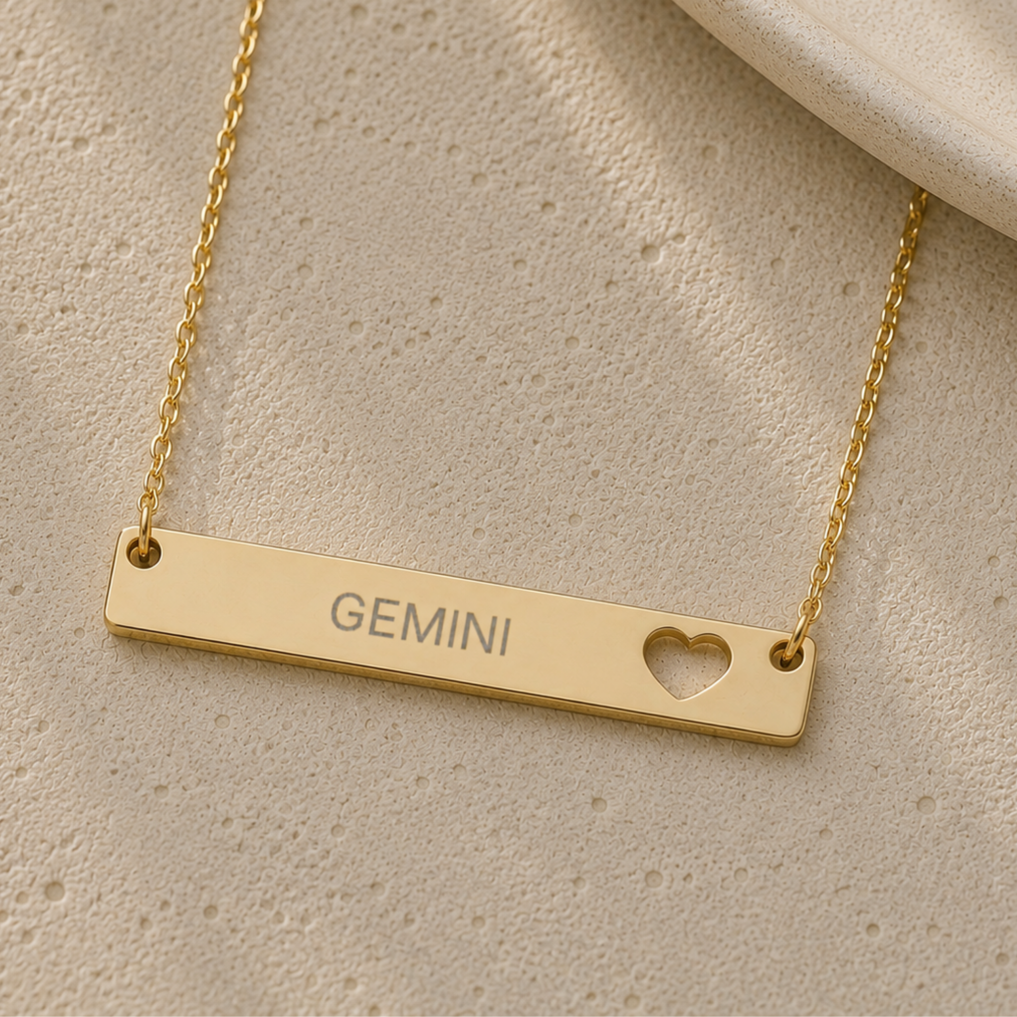 Gemini Pendant, Zodiac Bar Necklace, Birth Sign Necklace, Nontarnish Necklace
