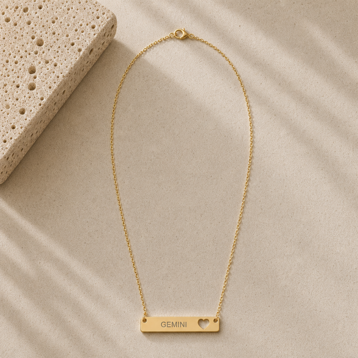 Gemini Pendant, Zodiac Bar Necklace, Birth Sign Necklace, Nontarnish Necklace