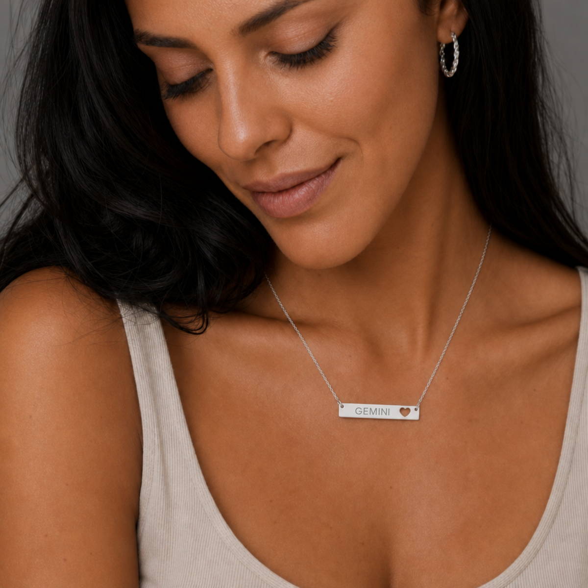 Gemini Pendant, Zodiac Bar Necklace, Birth Sign Necklace, Nontarnish Necklace