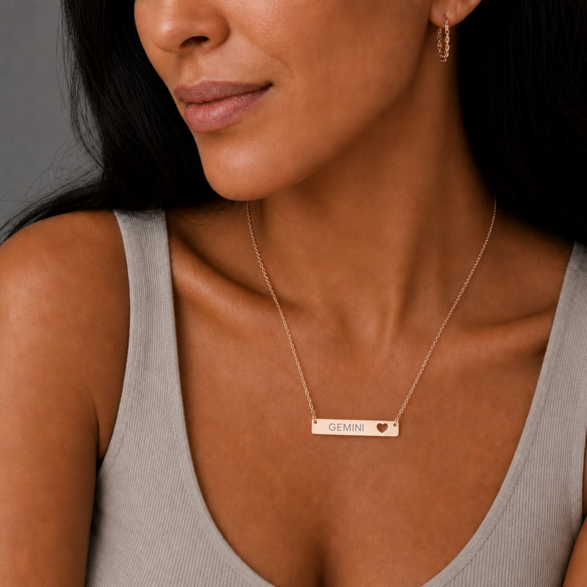 Gemini Pendant, Zodiac Bar Necklace, Birth Sign Necklace, Nontarnish Necklace