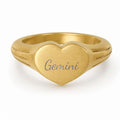 Gemini Signet Ring, Gemini Ring, Star Signet Ring, Heart Signet Ring