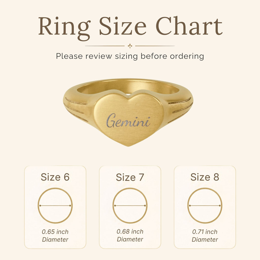Gemini Signet Ring, Gemini Ring, Star Signet Ring, Heart Signet Ring