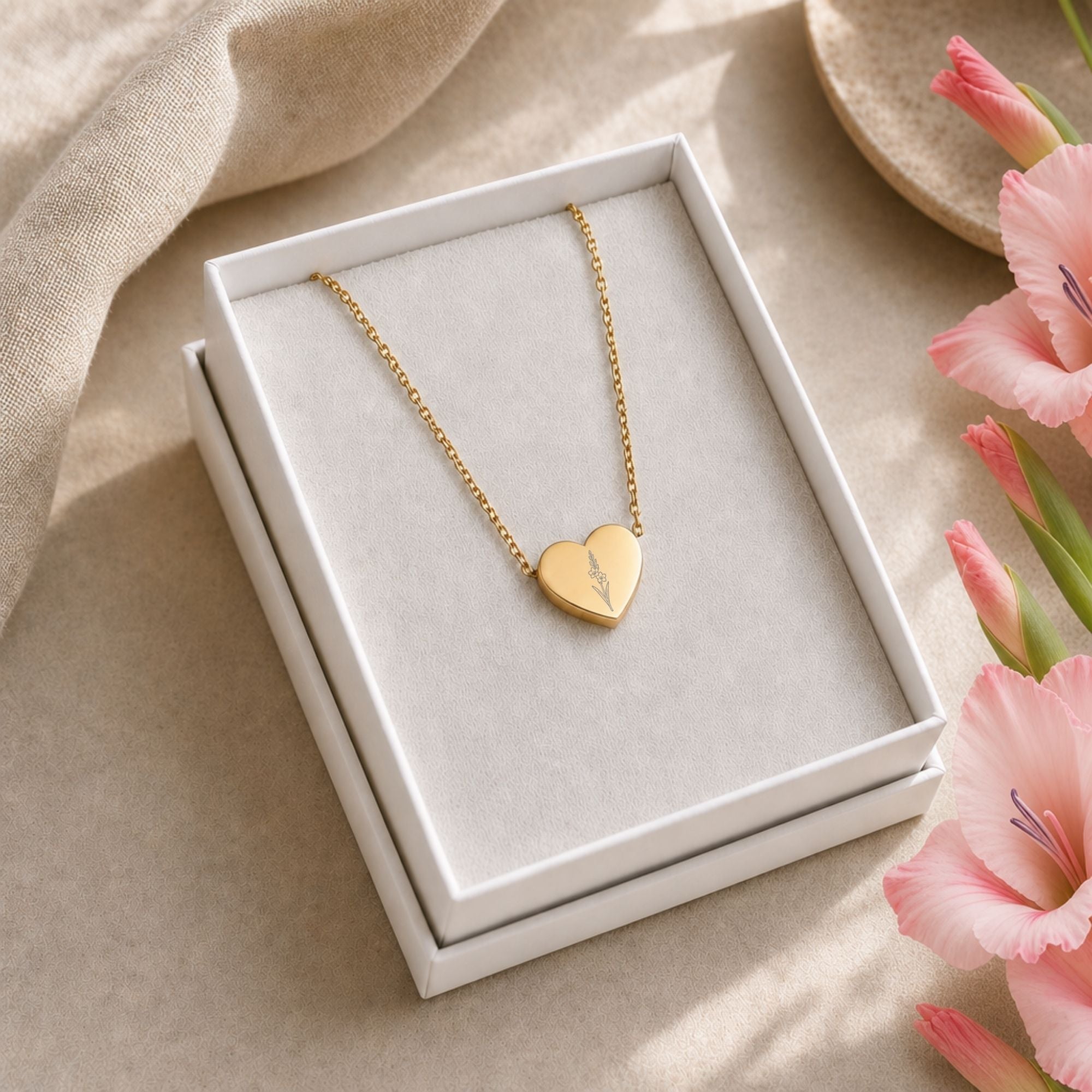Gladiolus Necklace, Gladiolus Pendant, August Birth Flower