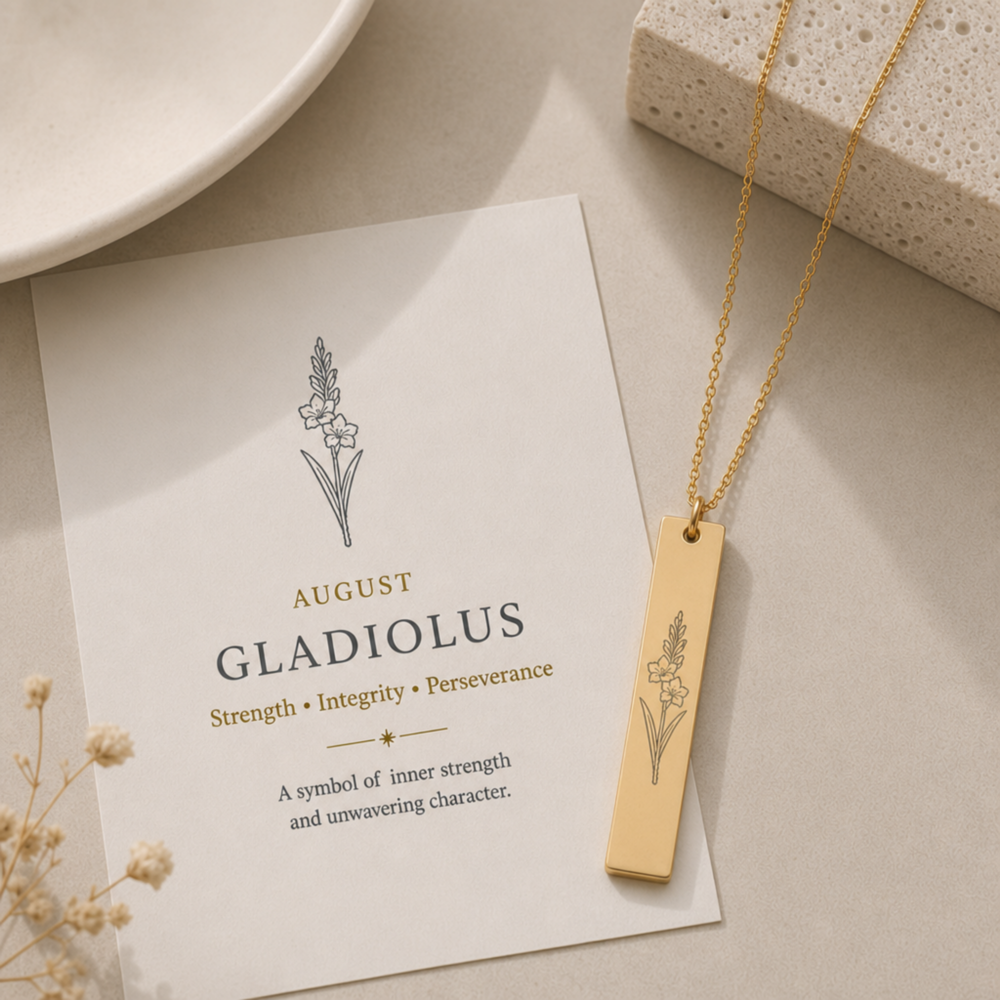 Gladiolus Necklace, Gladiolus Pendant, Gladiolus Charm