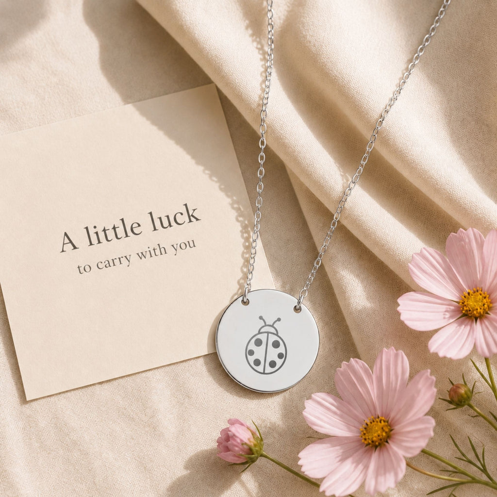 Ladybug Necklace, Ladybug Pendant, Ladybug Coin Necklace