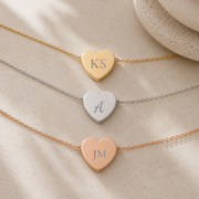 Heart Initial Pendant Necklace - Personalized One or Two Initial Necklace