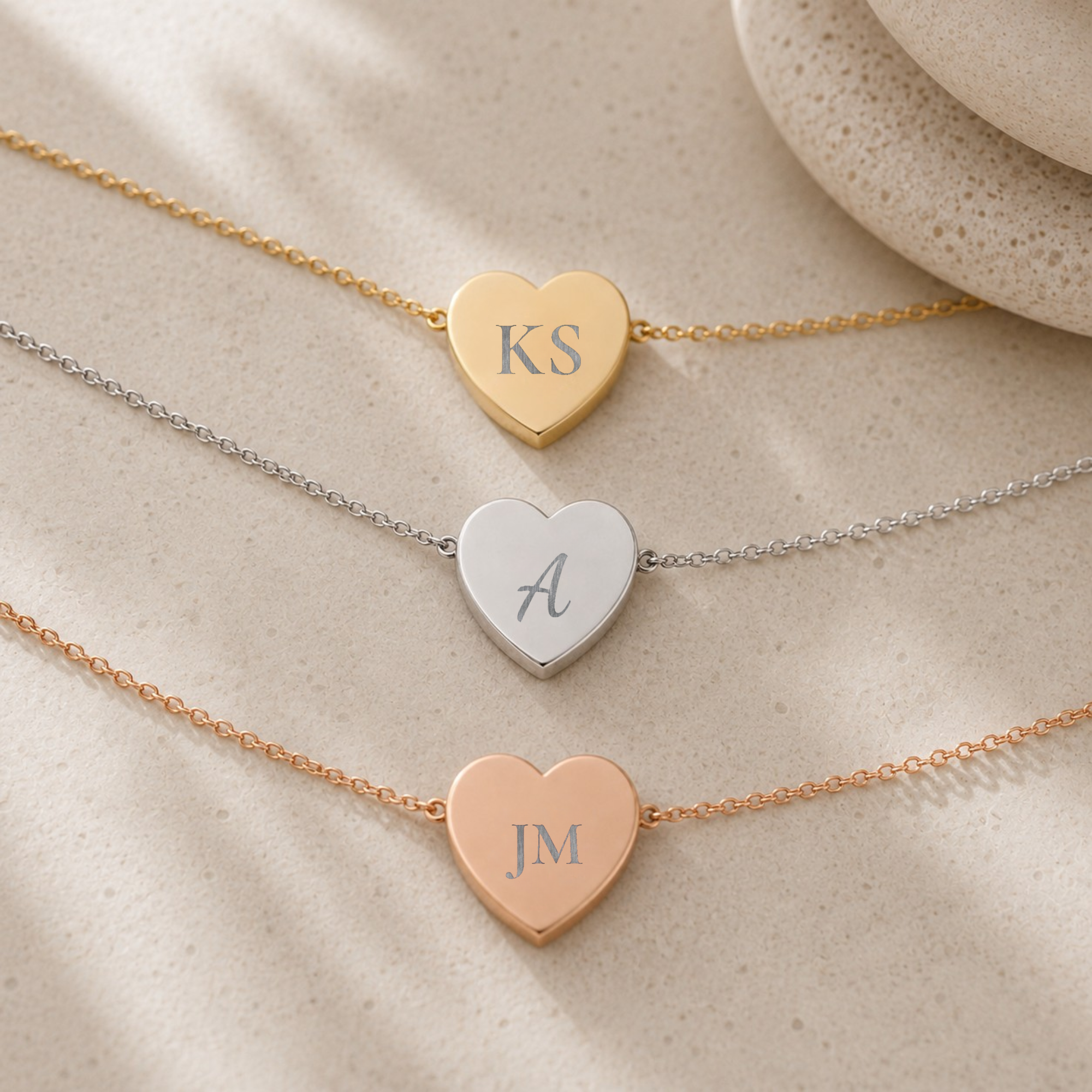 Heart Initial Pendant Necklace - Personalized One or Two Initial Necklace