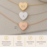 Heart Initial Pendant Necklace - Personalized One or Two Initial Necklace