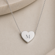 Heart Initial Pendant Necklace - Personalized One or Two Initial Necklace