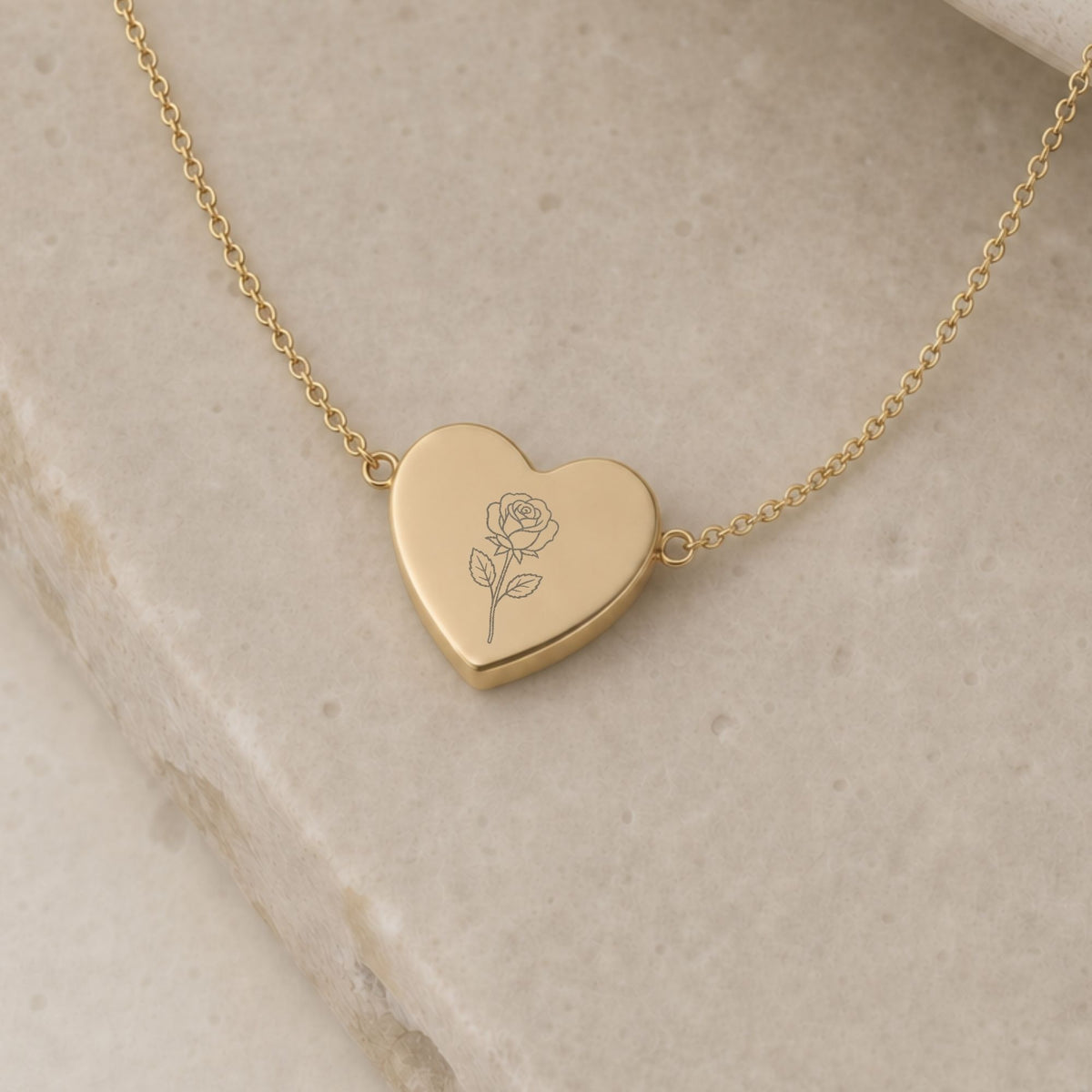 June Flower Necklace, June Rose Necklace, June Flower Charm, Birth Flower Heart