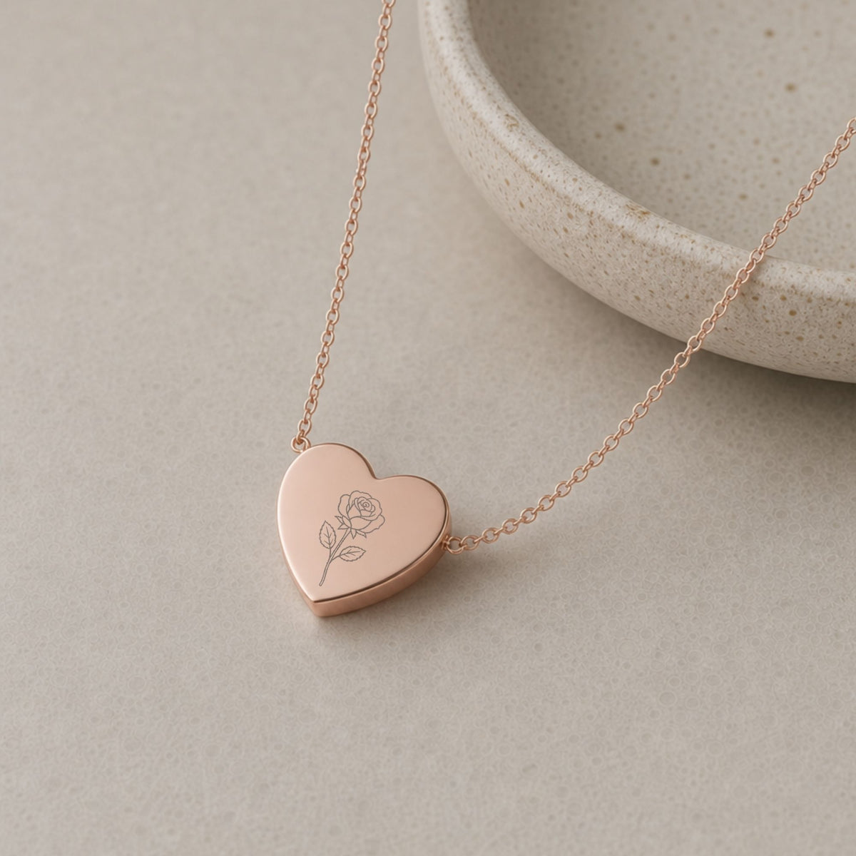June Flower Necklace, June Rose Necklace, June Flower Charm, Birth Flower Heart