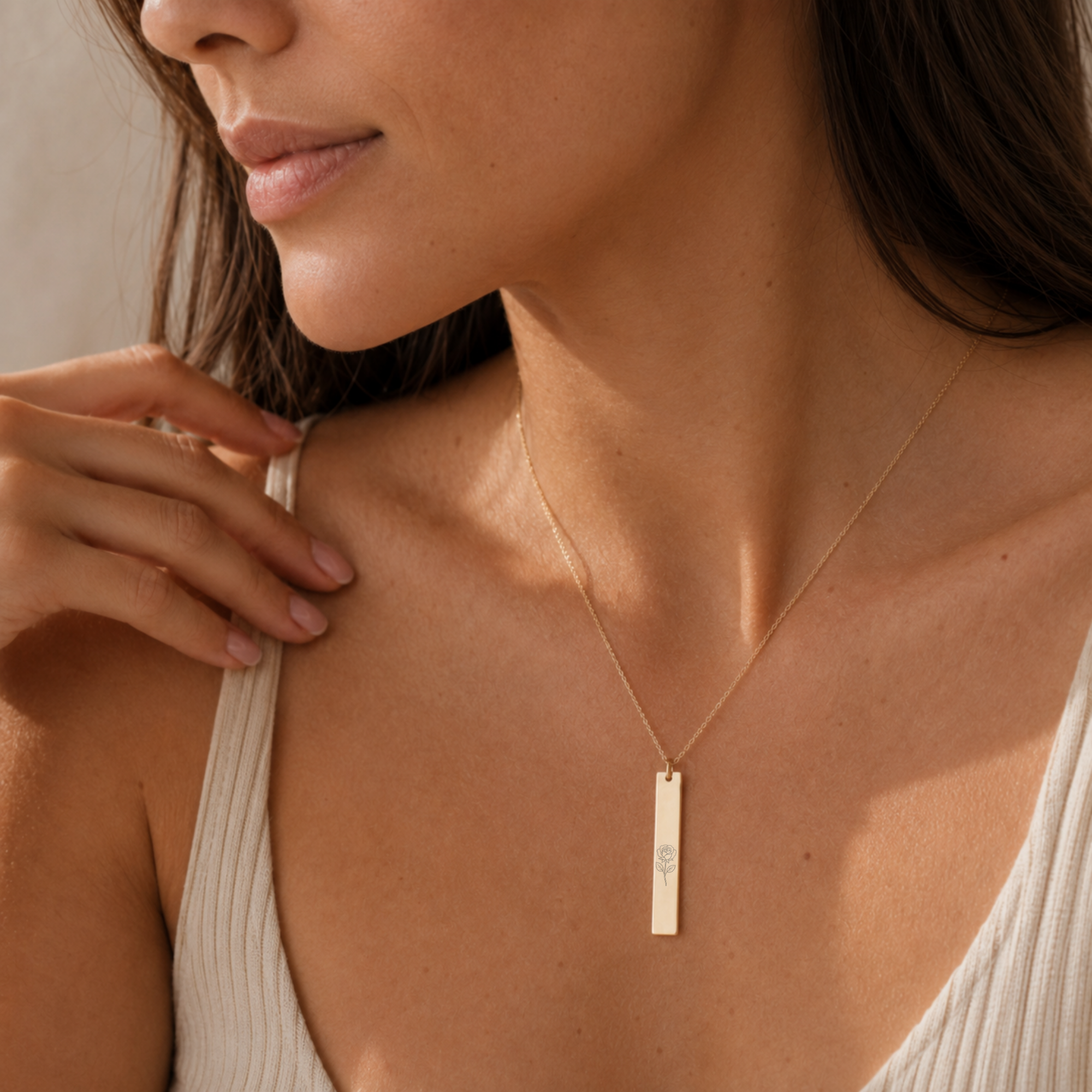 June Flower Necklace, June Rose Necklace, June Flower Charm