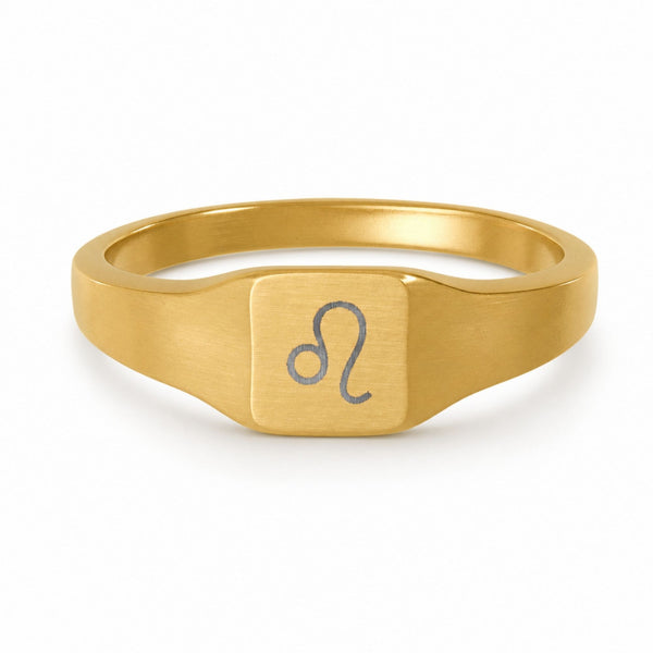 Leo Signet Ring, Leo Ring, Zodiac Signet Ring, Square Signet Ring