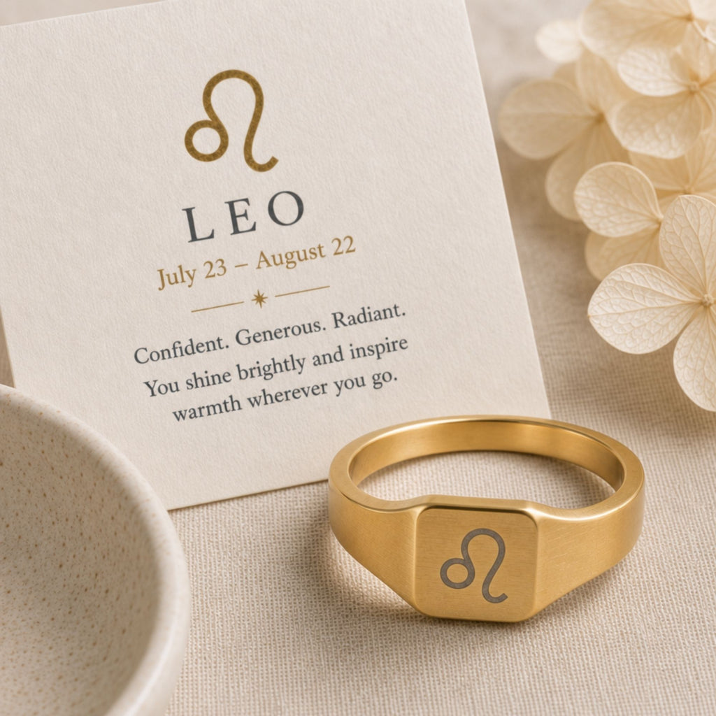Leo Signet Ring, Leo Ring, Zodiac Signet Ring, Square Signet Ring