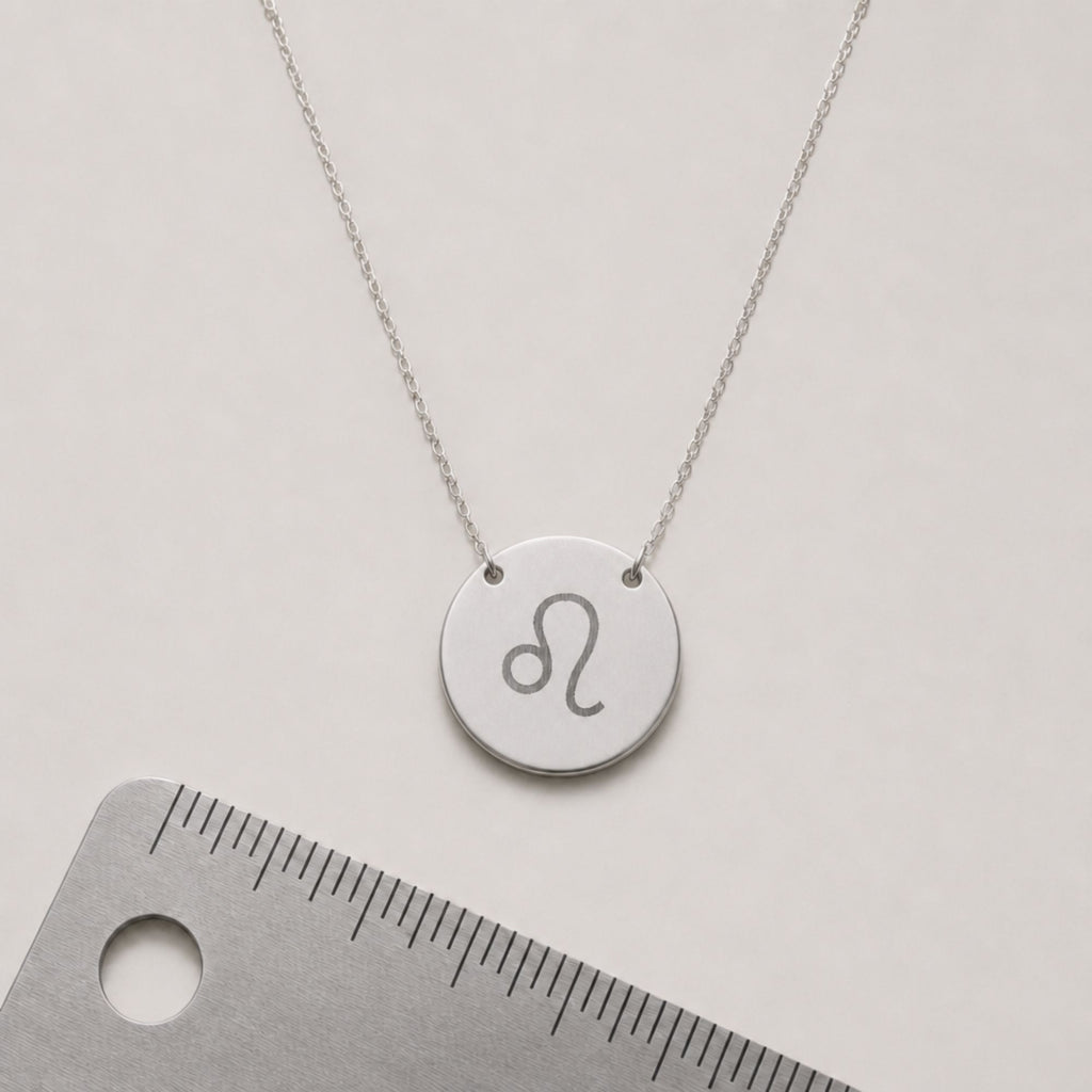 Leo Symbol Necklace, Leo Coin Necklace, Leo Lion Necklace, Zodiac Coin Necklace