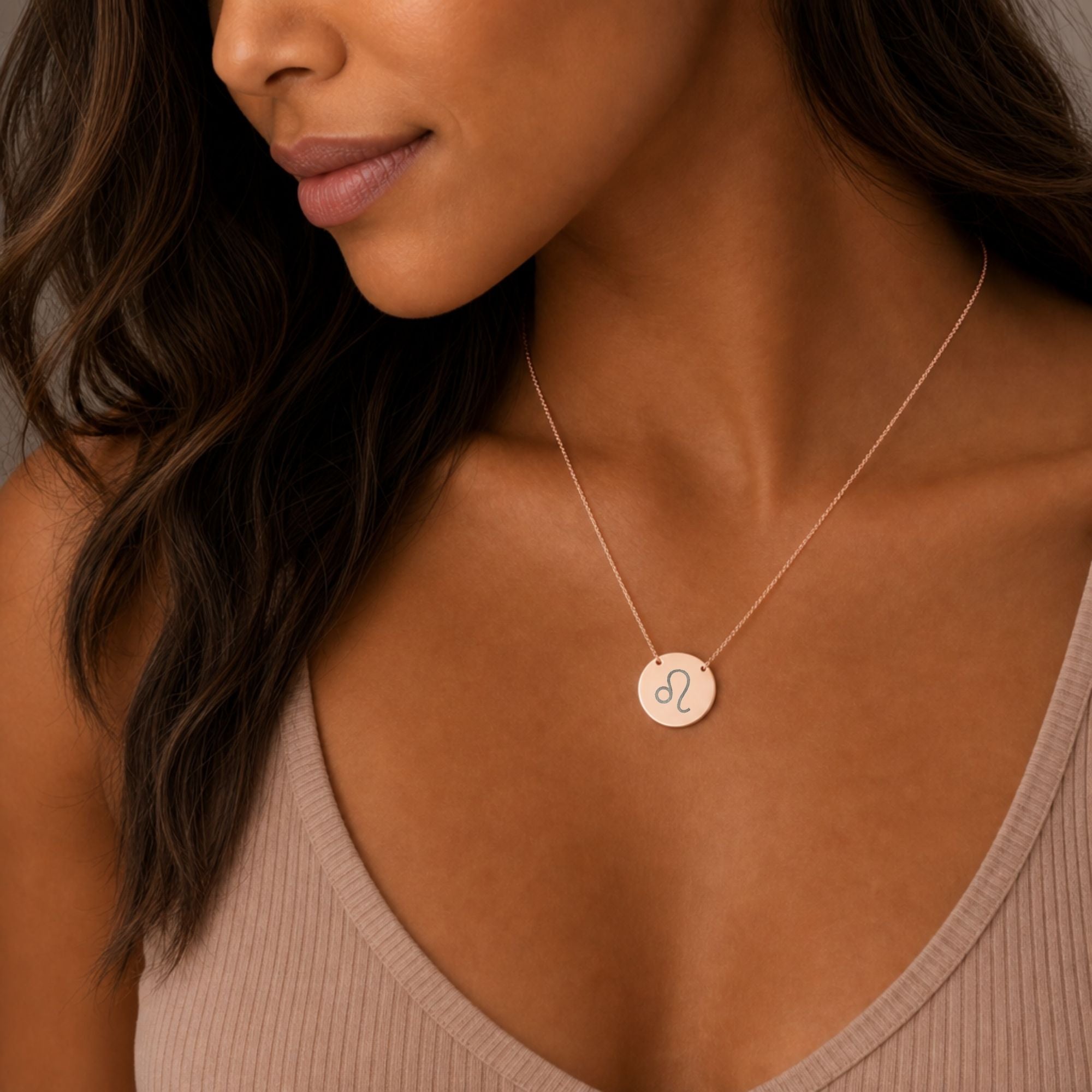 Leo Symbol Necklace, Leo Coin Necklace, Leo Lion Necklace, Zodiac Coin Necklace