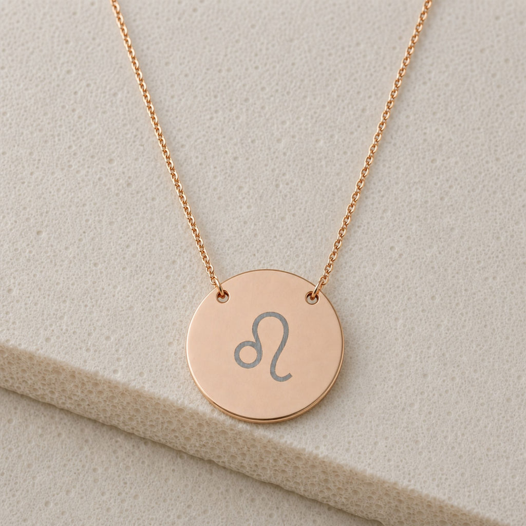 Leo Symbol Necklace, Leo Coin Necklace, Leo Lion Necklace, Zodiac Coin Necklace