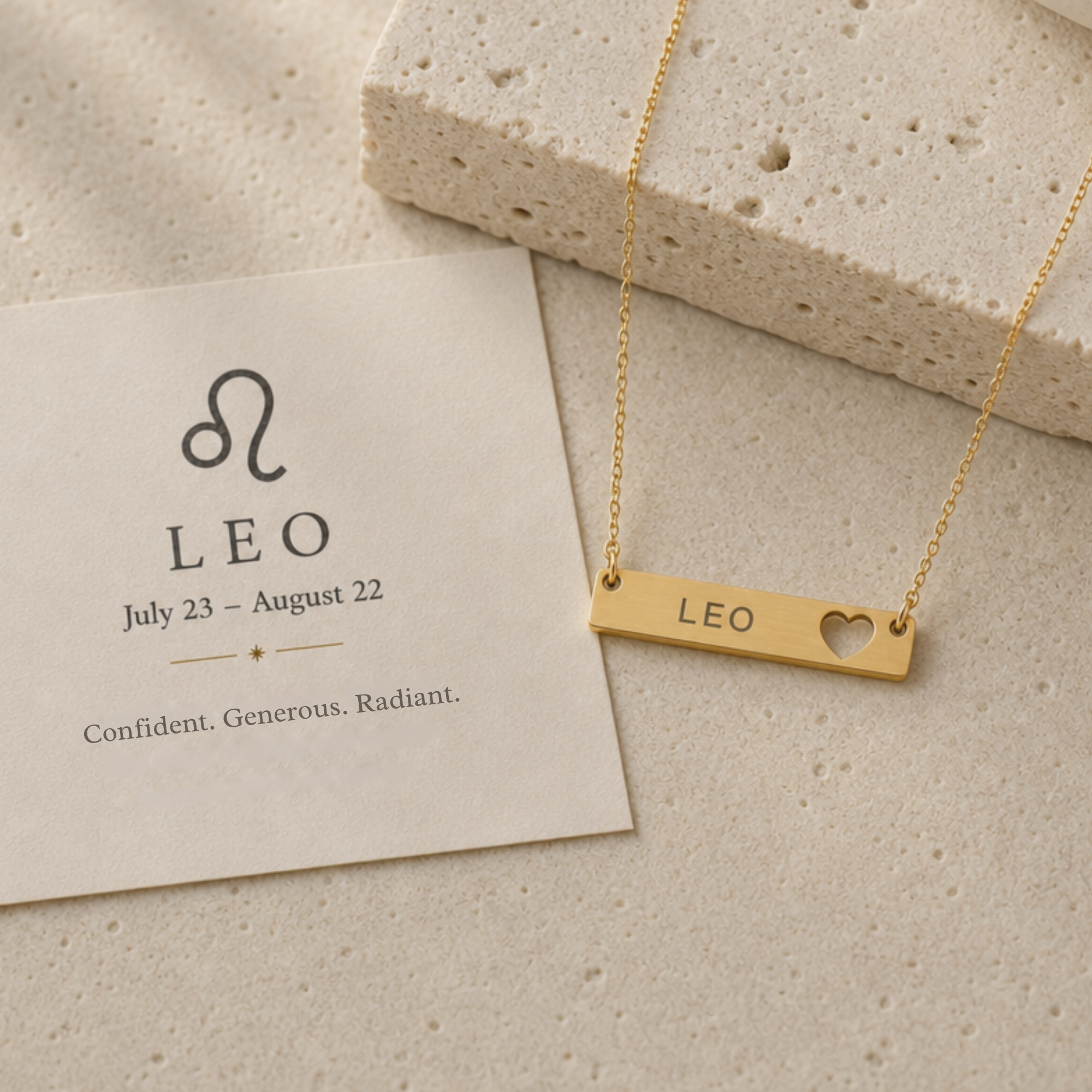 Leo Zodiac Pendant, Zodiac Bar Necklace, Birth Sign Necklace, Nontarnish Necklace