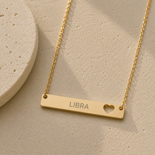 Libra Birthday Necklace, Zodiac Bar Necklace, Birth Sign Necklace, Nontarnish Necklace