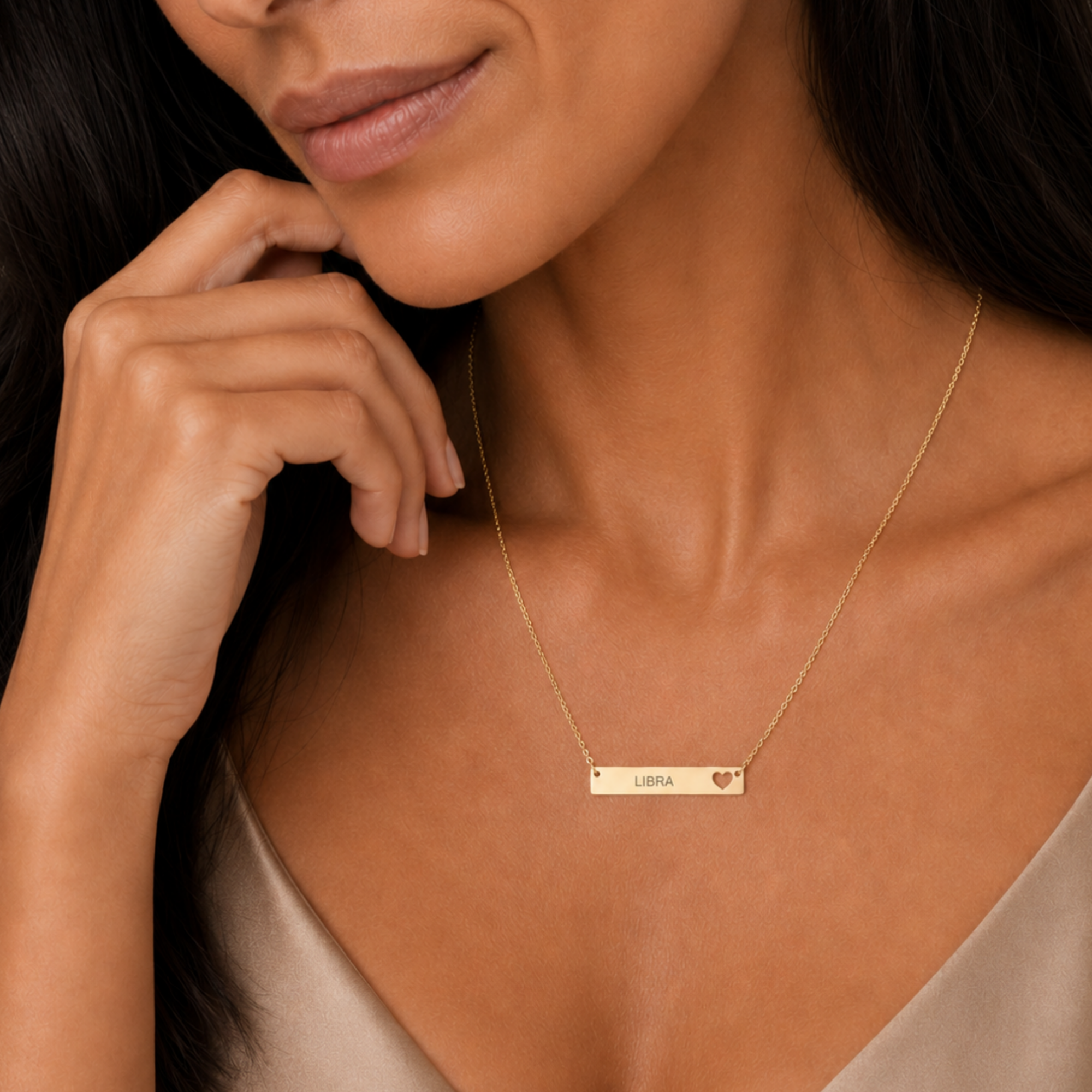 Libra Birthday Necklace, Zodiac Bar Necklace, Birth Sign Necklace, Nontarnish Necklace