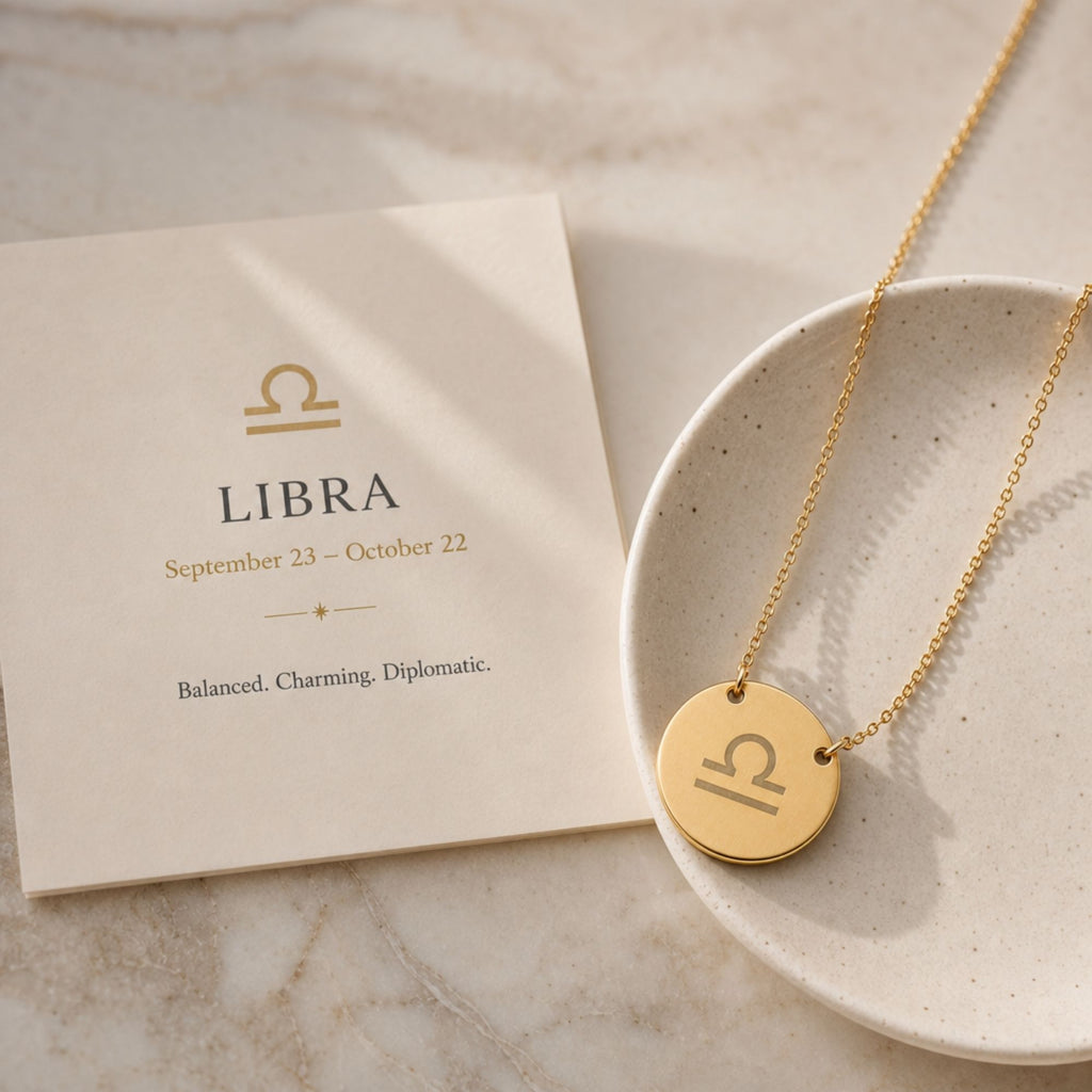 Libra Coin Necklace, Libra Scale Necklace, Zodiac Coin Necklace
