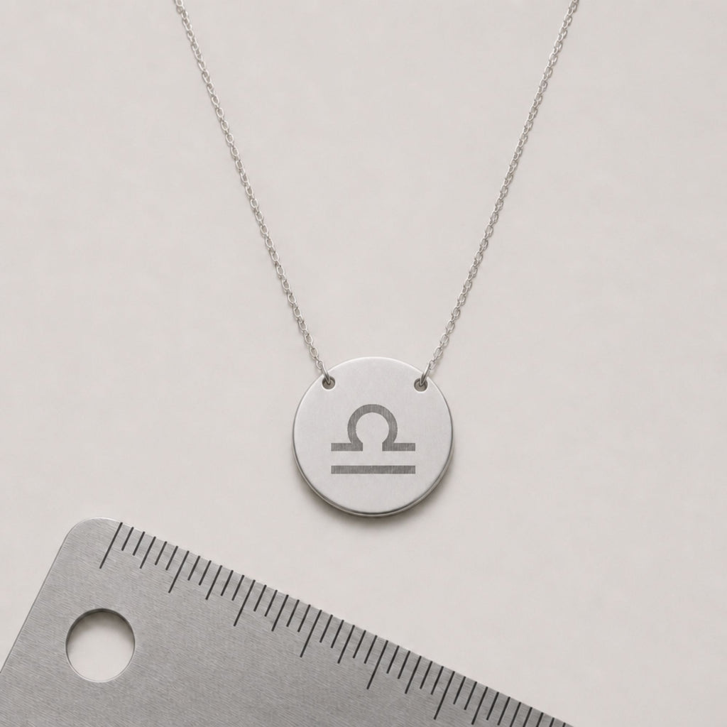 Libra Coin Necklace, Libra Scale Necklace, Zodiac Coin Necklace