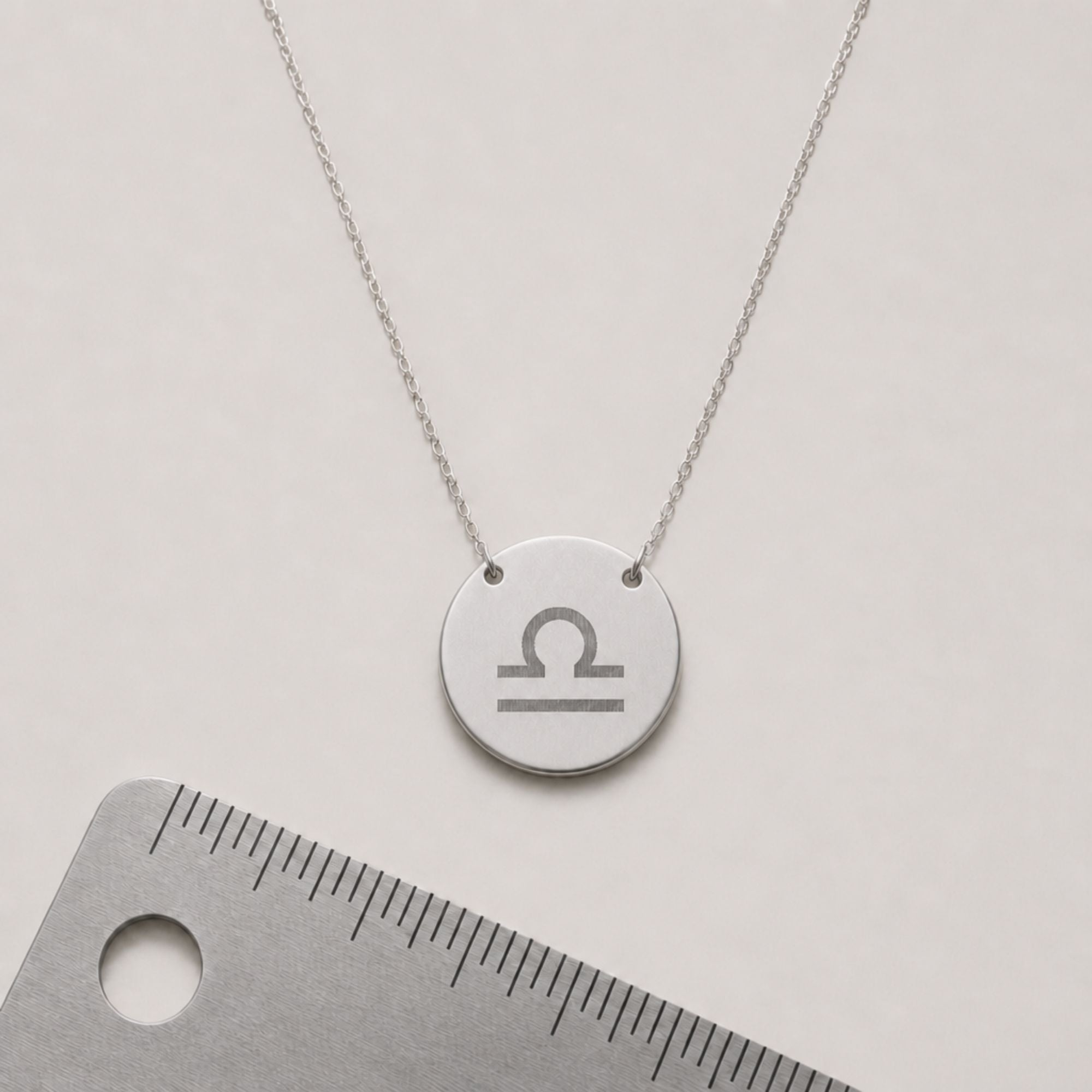Libra Coin Necklace, Libra Scale Necklace, Zodiac Coin Necklace