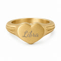 Libra Signet Ring, Libra Ring, Star Signet Ring, Heart Signet Ring