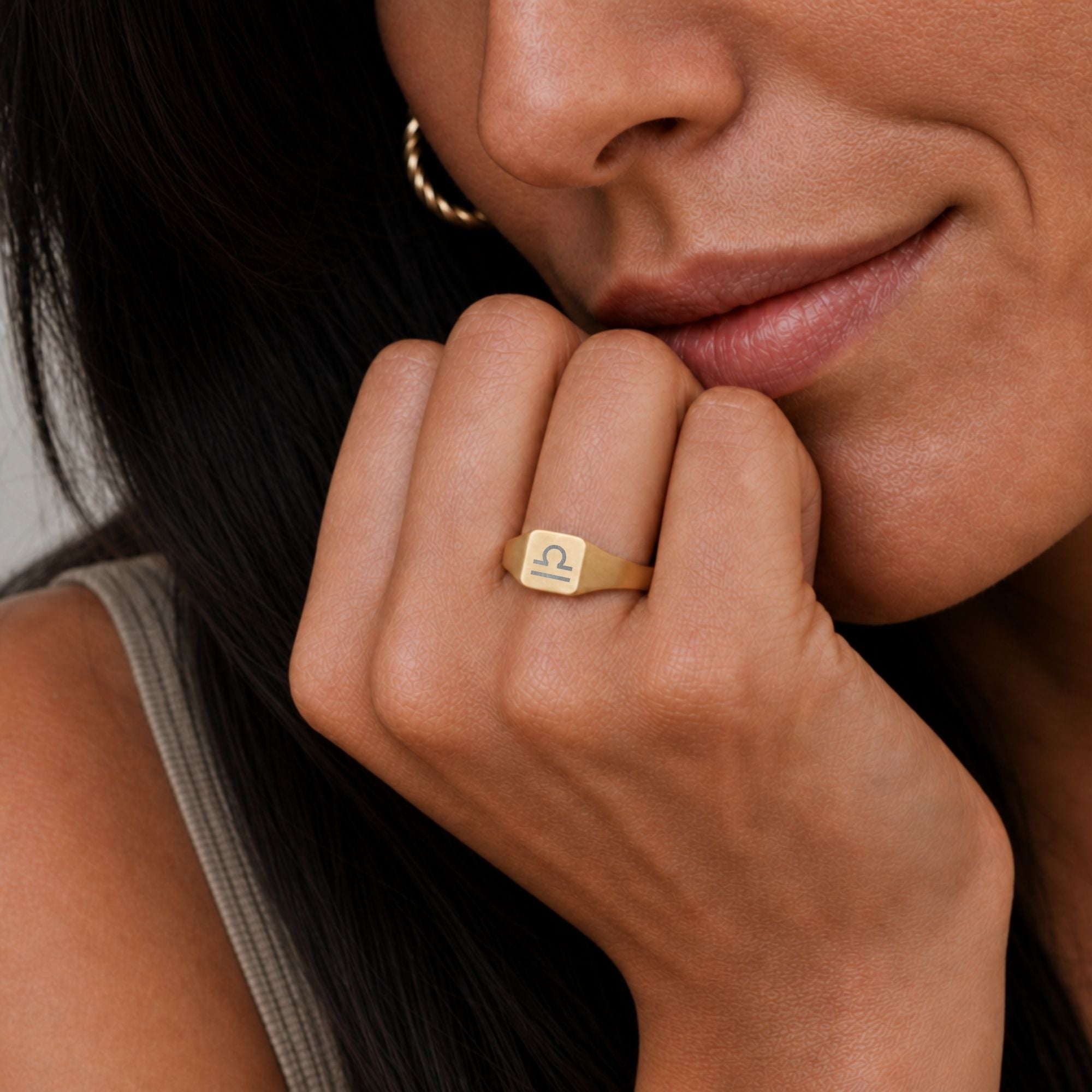 Libra Signet Ring, Libra Ring, Zodiac Signet Ring, Square Signet Ring