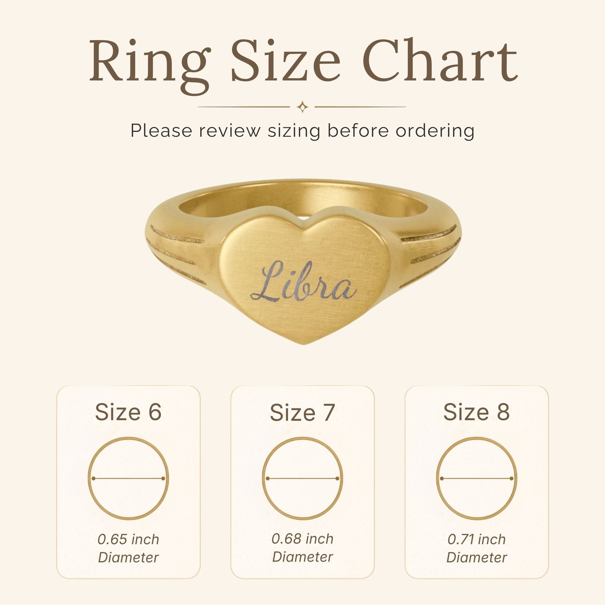Libra Signet Ring, Libra Ring, Star Signet Ring, Heart Signet Ring